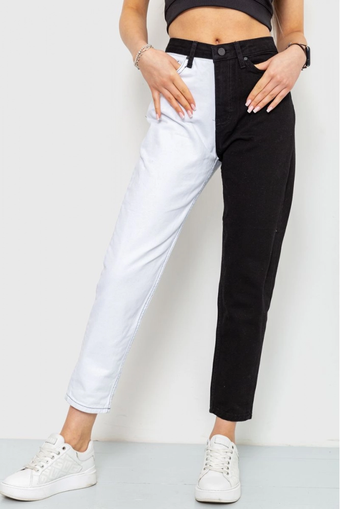 Купити Джинси жіночі двокольорові, колір чорно-білий, 164R700-10 - Фото №1