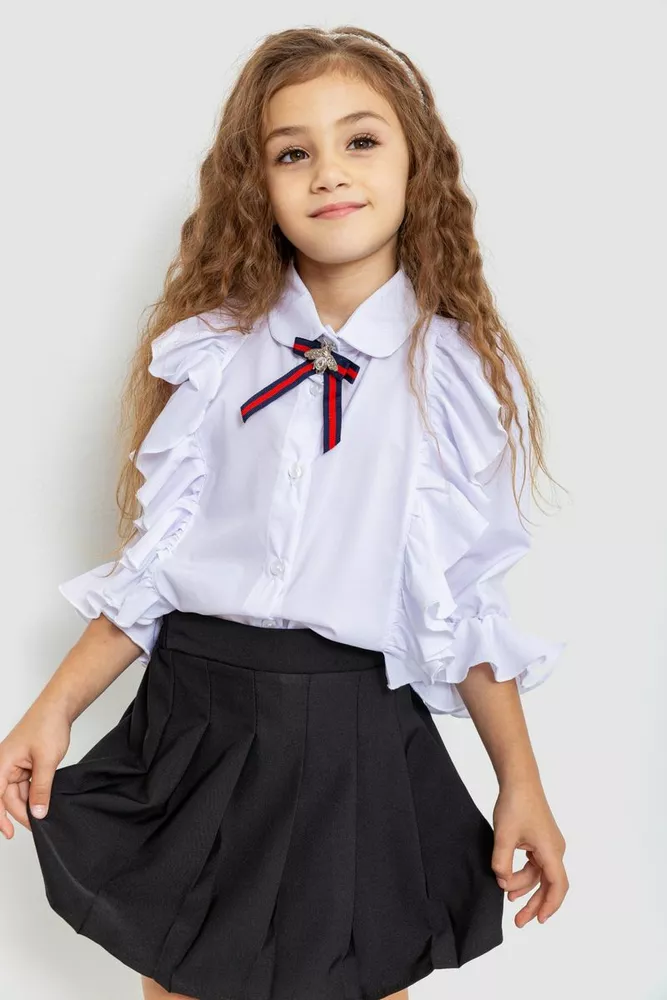 Купити Блуза для дівчаток ошатна, колір білий, 172R210 - Фото №1