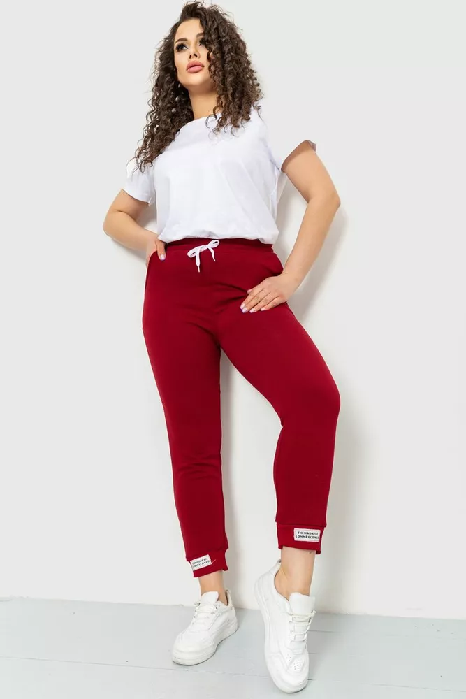 Купить Спорт штаны женские демисезонные, цвет бордовый, 226R027 оптом - Фото №1