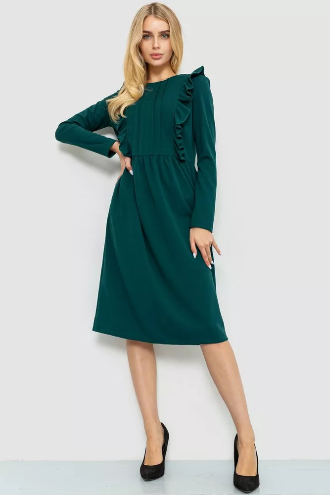 Купити Сукня класична ошатна, колір зелений, 102R343 - Фото №1