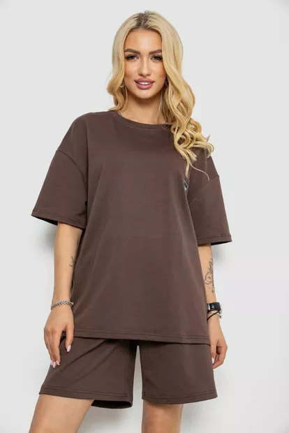 Костюм женский повседневный, цвет коричневый, 241R5004