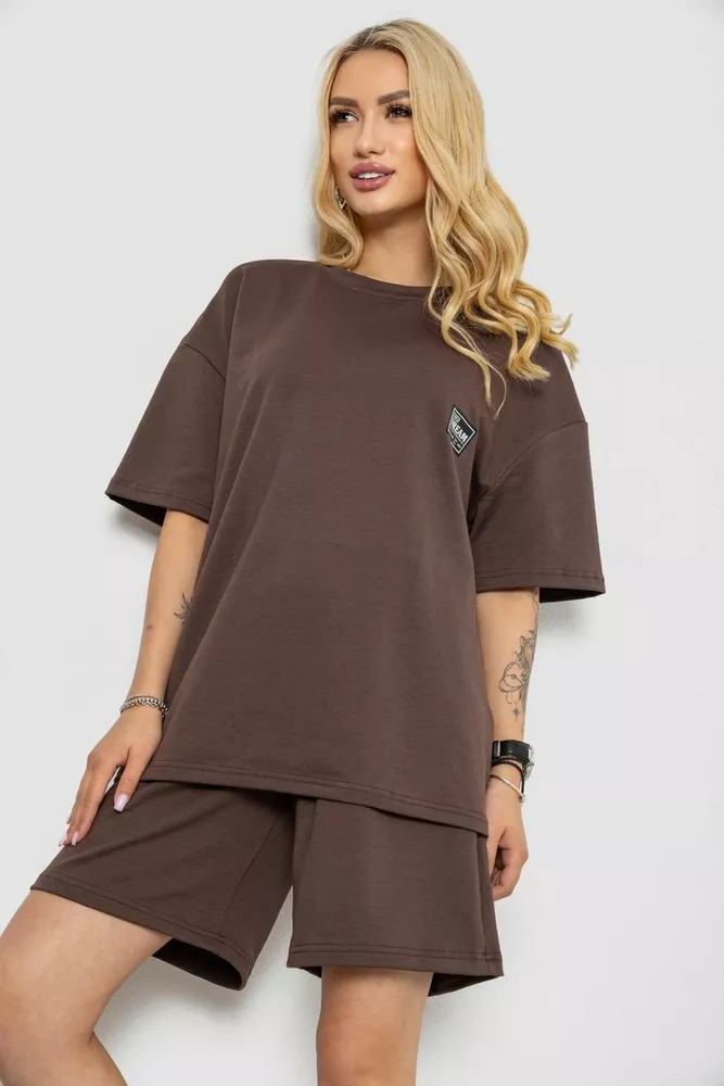Купить Костюм женский повседневный, цвет коричневый, 241R5004 - Фото №3