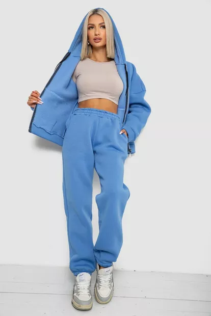 Спортивный костюм женский на флисе, цвет джинс, 238R5715