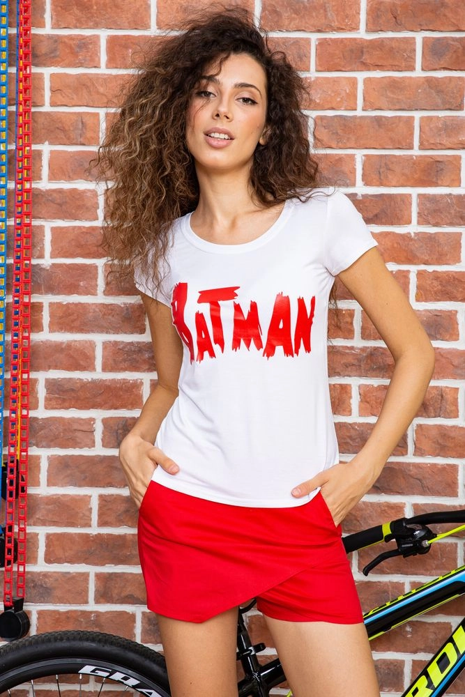 Купить Женский костюм шорты + футболка цвет Красно-белый 179R322 - Фото №1