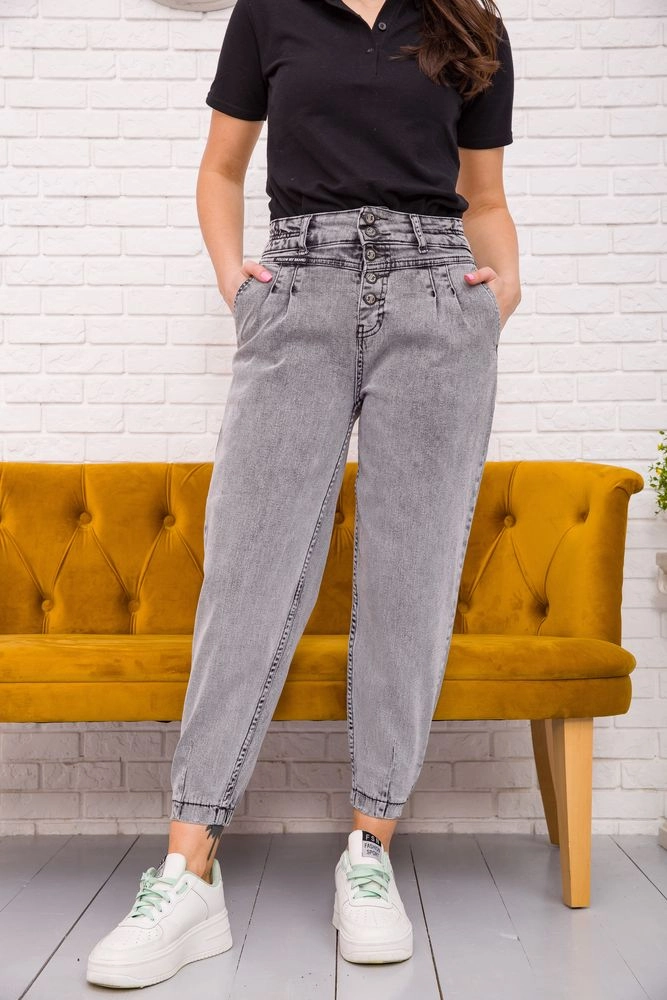 Купить Женские джинсы баллоны серого цвета 123R2490 - Фото №1