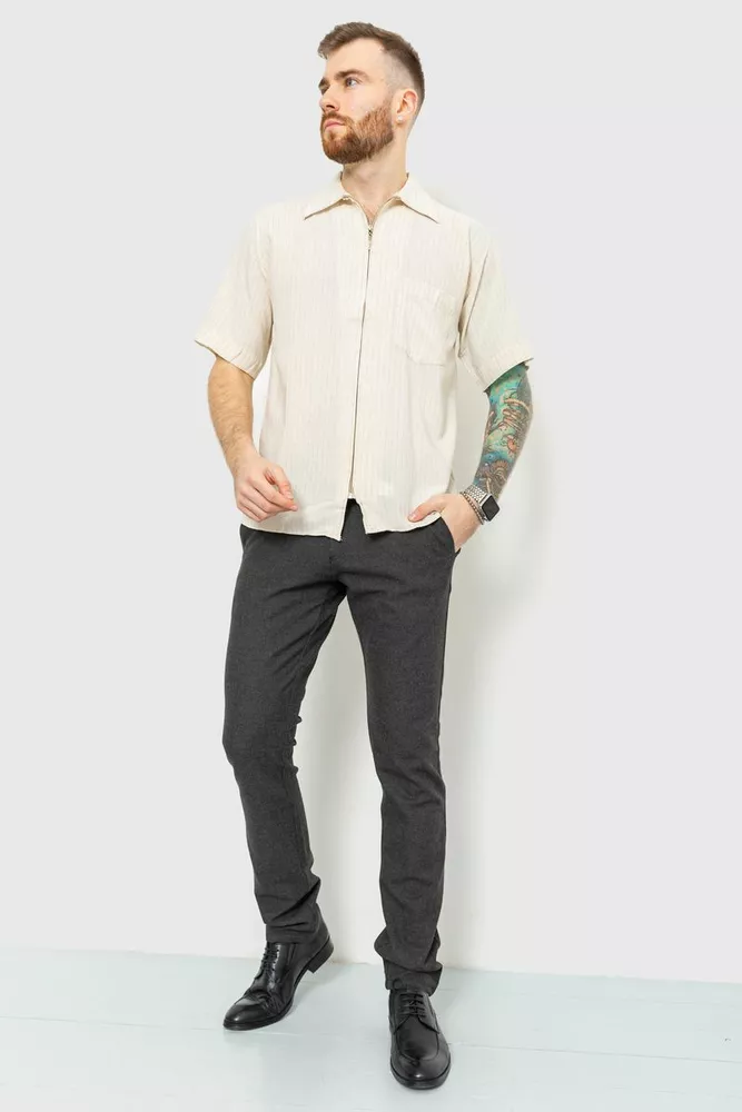 Купить Рубашка мужская в полоску, цвет бежево-коричневый, 167R957 - Фото №1