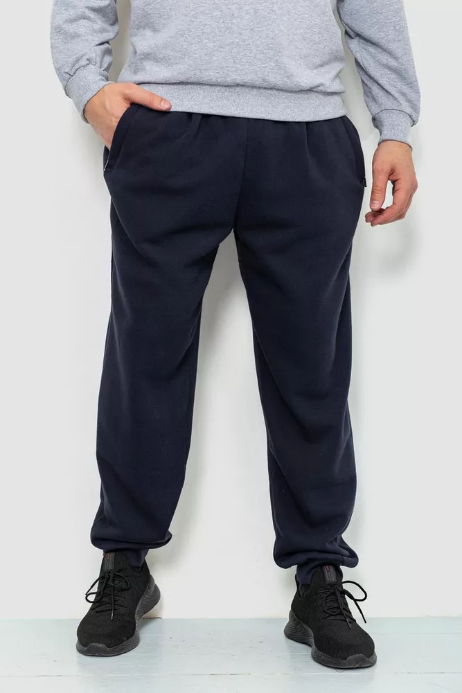 Купить Спорт штаны мужские на флисе, цвет темно-синий, 244R4868 оптом - Фото №1