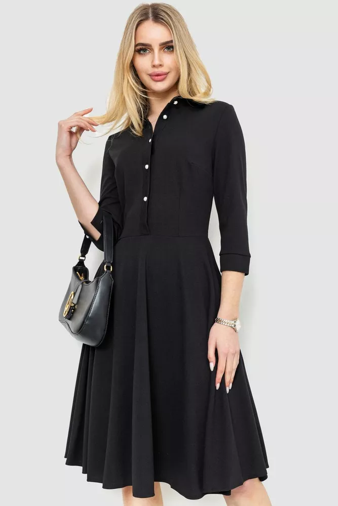 Купити Ошатне плаття, колір чорний, 214R206 - Фото №1