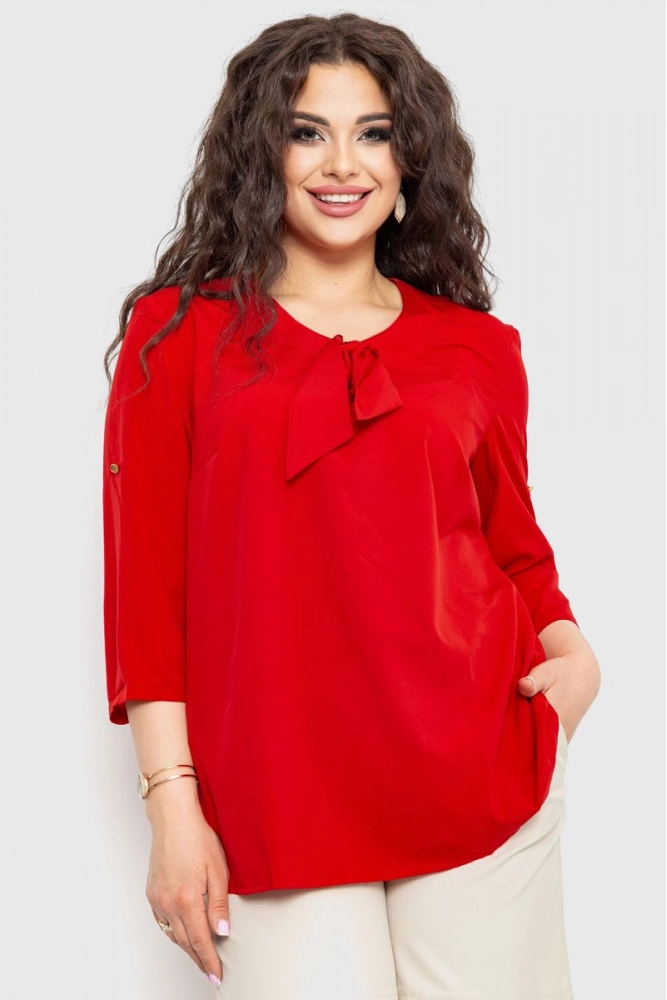 Купити Блуза однотонна 230R150, колір бордовий, 230R150-8 оптом - Фото №1