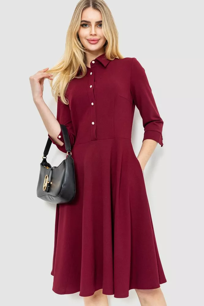 Купити Ошатне плаття, колір бордовий, 214R206 - Фото №1