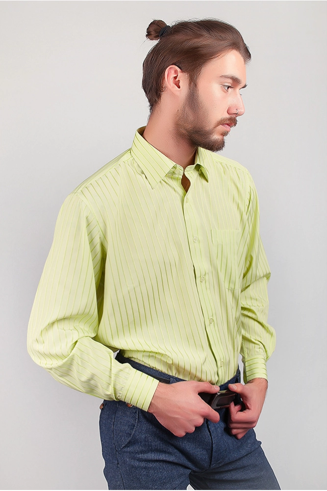 Купить Рубашка мужская салатовая, цвет салатовый, 868-10 - Фото №1