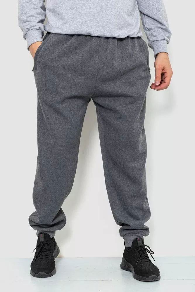Купить Спорт штаны мужские на флисе, цвет серый, 244R4868 - Фото №1