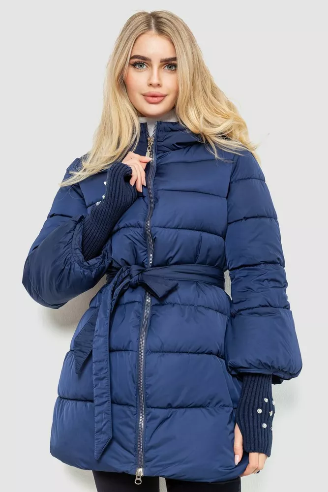 Купити Куртка жіноча однотонна, колір темно-синій, 131R5219 - Фото №1