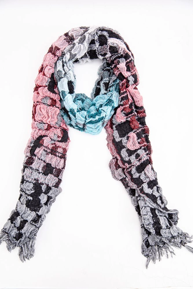 Купить Женский принтованный шарф черно-серого цвета 154RFR-007 оптом - Фото №1
