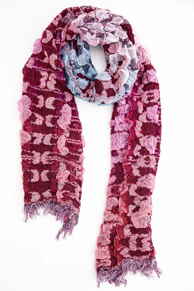 Купити Жіночий принтований шарф бордового кольору 154RFR-007 - Фото №1