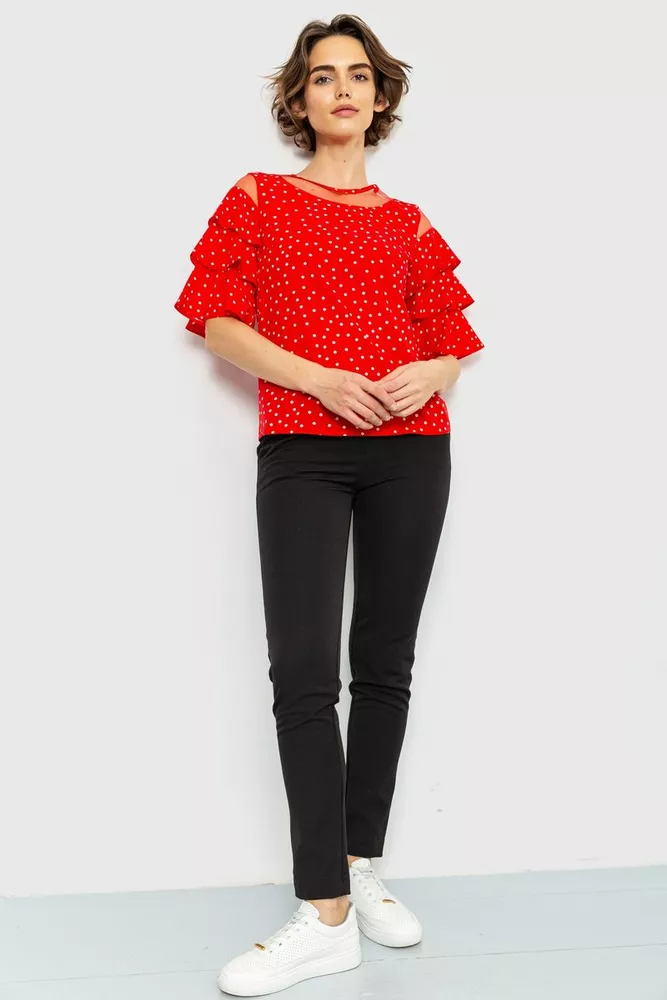 Купити Блуза в горох, колір червоний, 230R151-8 оптом - Фото №1