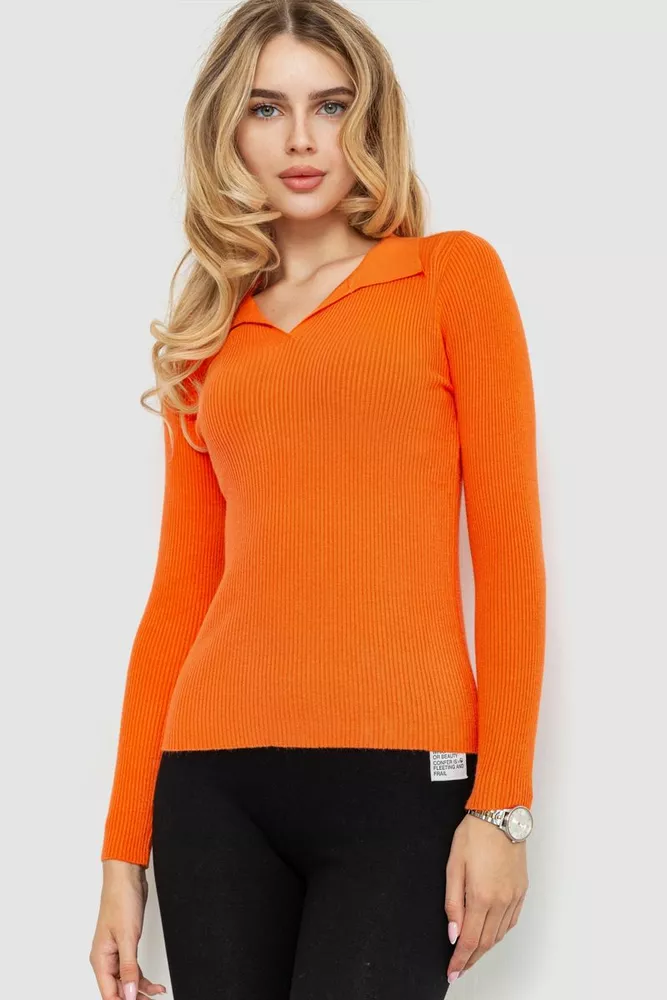 Купить Кофта женская в рубчик, цвет оранжевый, 204R015 оптом - Фото №1