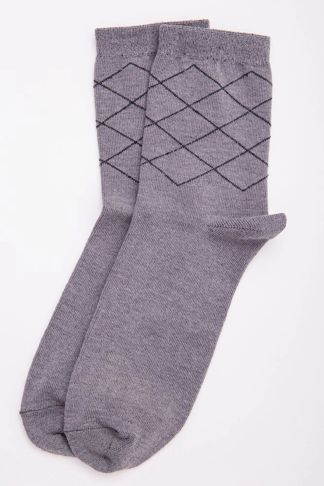 Купити Сірі чоловічі шкарпетки, середньої висоти, з ромбами, 131R137271 - Фото №1