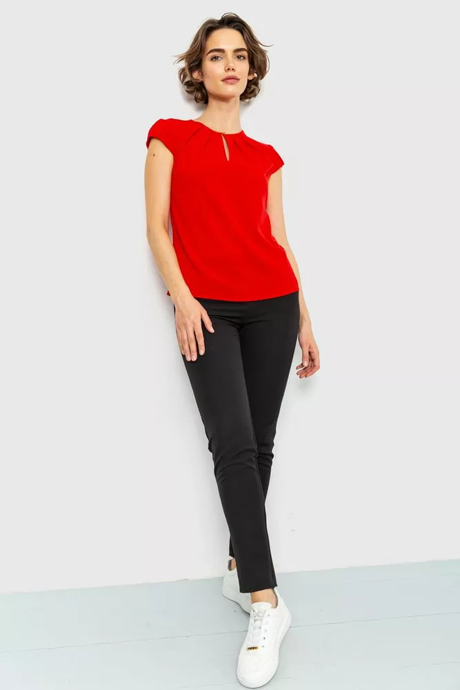 Купити Блуза однотонна, колір червоний, 230R112 оптом - Фото №1