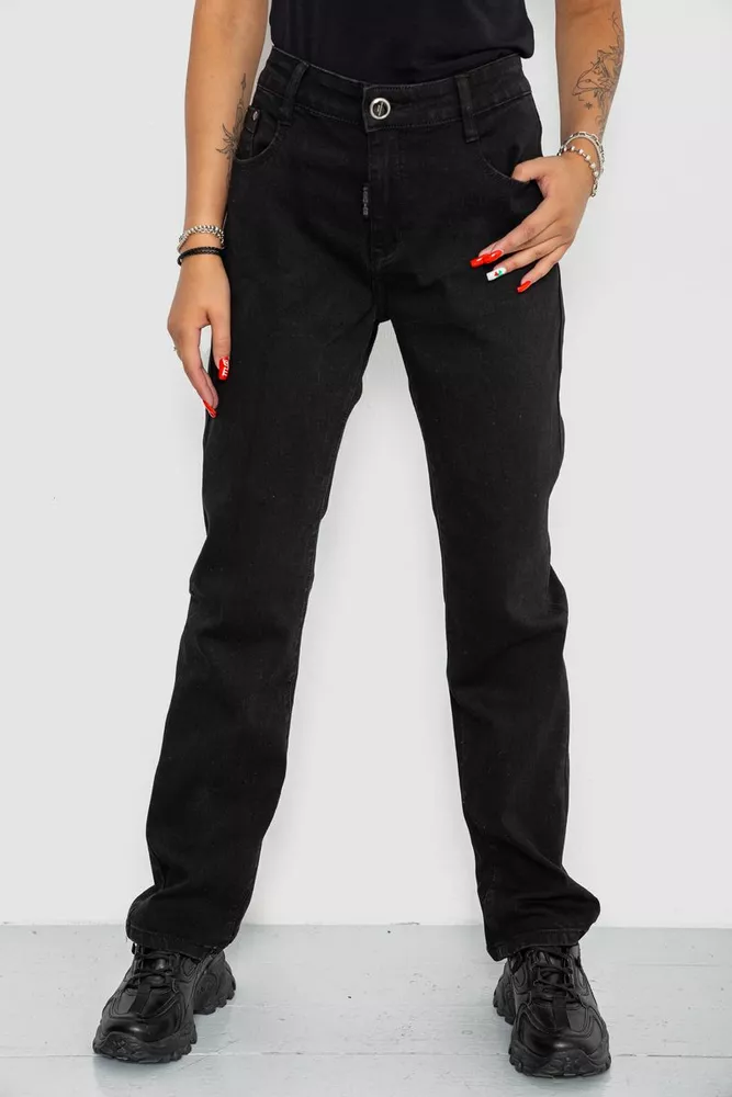 Купити Джинси жіночі однотонні, колір чорний, 250R5029 - Фото №1