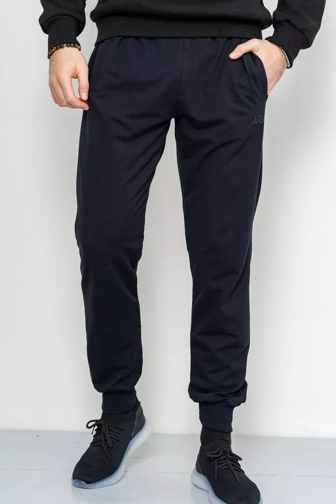 Купить Спорт штаны мужские двухнитка, цвет темно-синий, 223R006 оптом - Фото №1