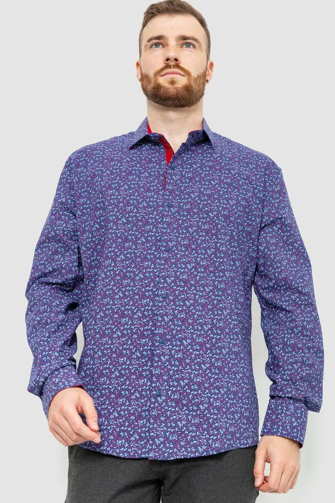 Купить Рубашка мужская с принтом, цвет фиолетовый, 214R7362 - Фото №1