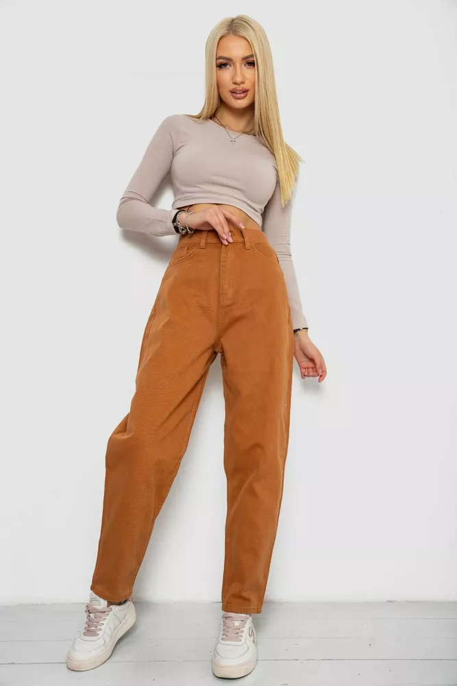 Купити Джинси жіночі MOM, колір коричневий, 250R1120 - Фото №2