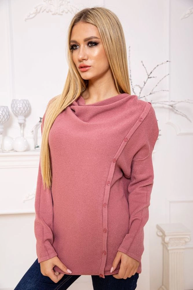 Купити Жіночий светр вільного крою пудрового кольору 131R8059 - Фото №1