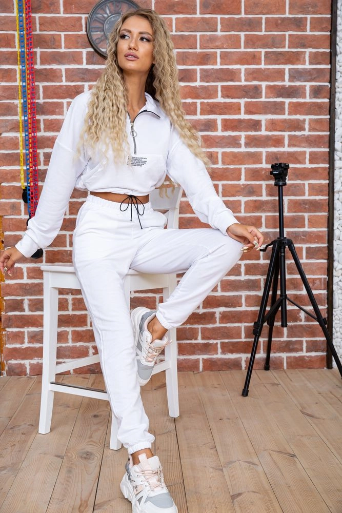Купити Жіночий спортивний костюм вільного крою колір Білий 176R1031 оптом - Фото №1
