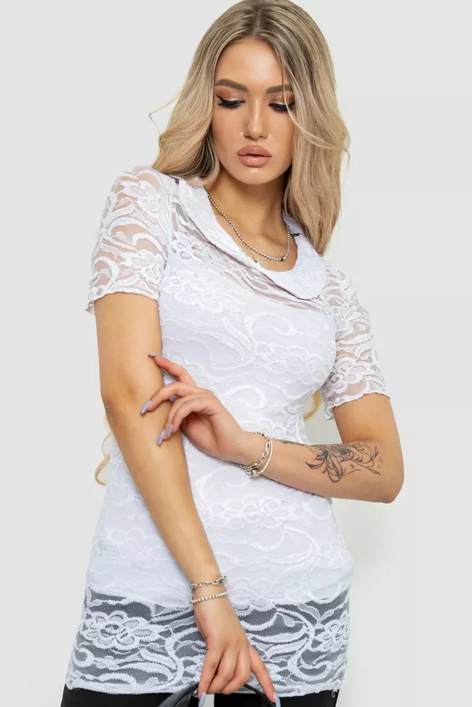 Купити Блуза ошатна, колір білий, 186R514 - Фото №1