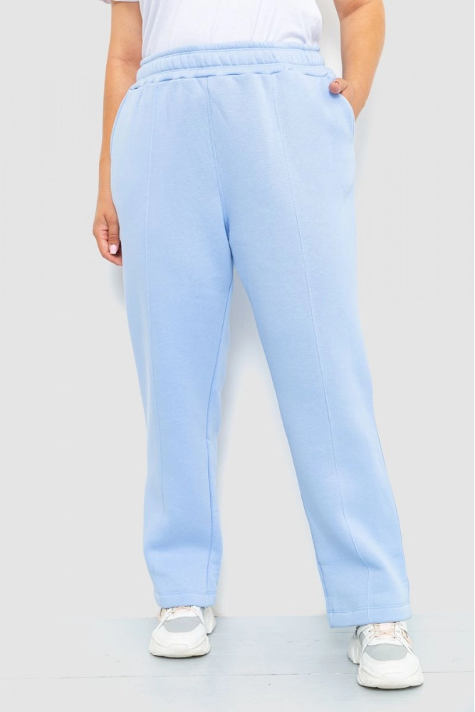 Купить Спорт штаны женские на флисе, цвет голубой, 102R7706 - Фото №1