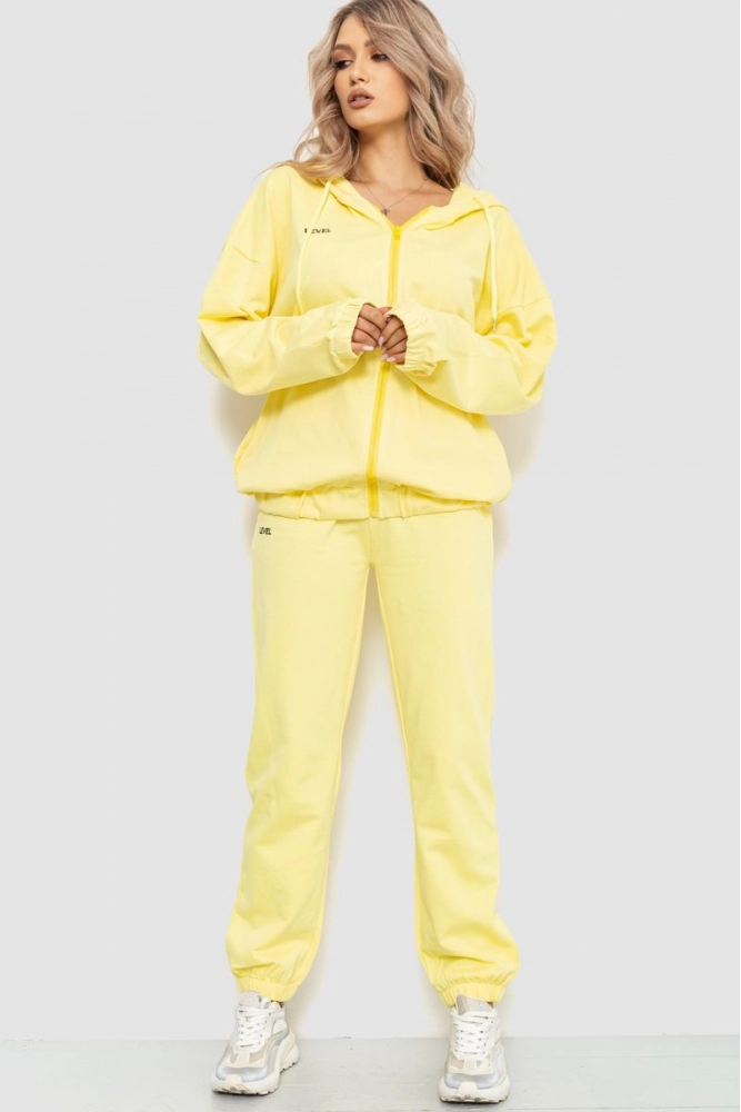 Купити Спорт жіночий костюм на блискавці з капюшоном 186R92826 -уцінка, колір Жовтий - Фото №1