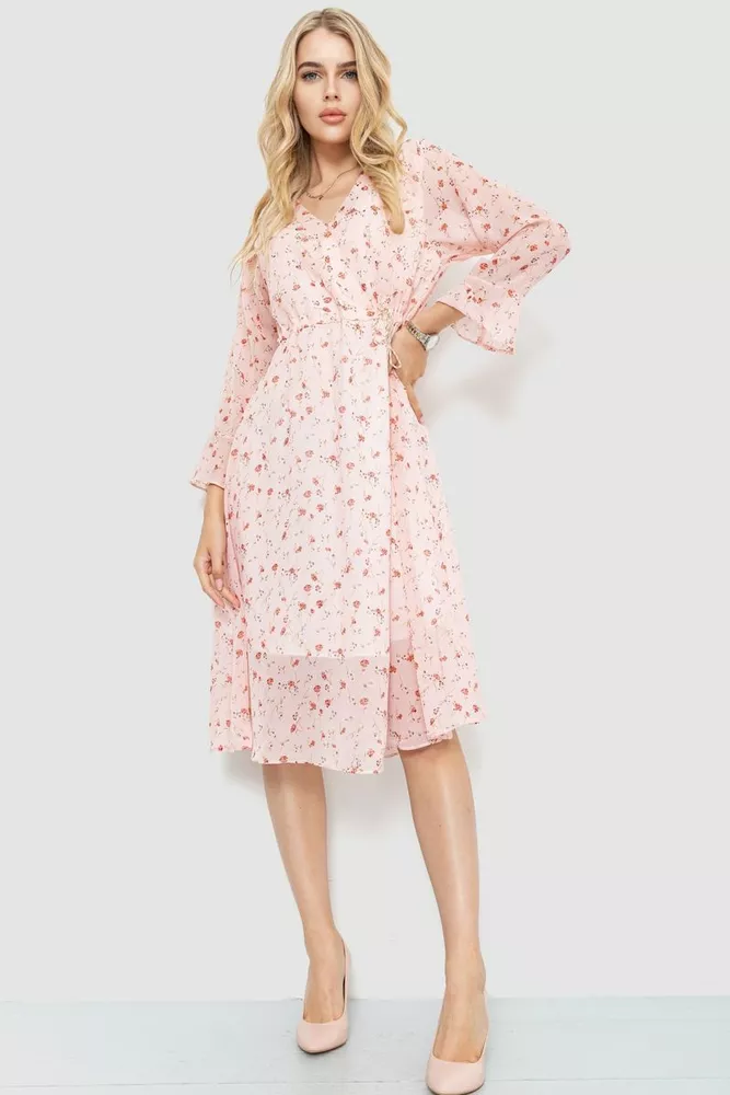Купить Платье шифоновое, цвет розовый, 204R1876 оптом - Фото №1
