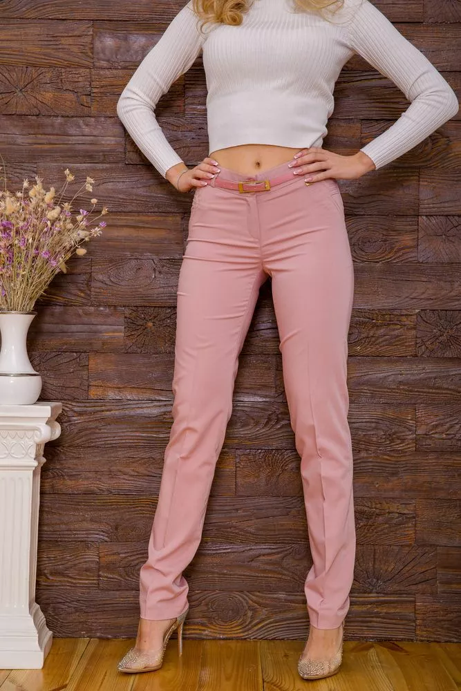 Купити Штани жіночі костюмні рожевого кольору 182R226-2 оптом - Фото №1