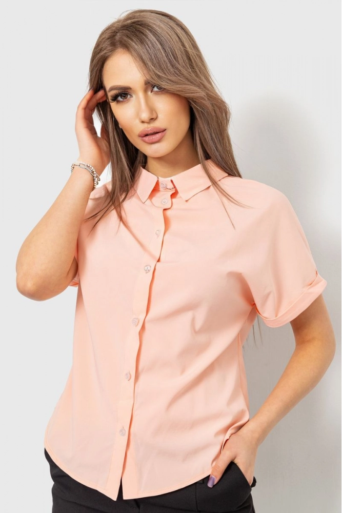 Купить Блуза однотонная, цвет персиковый, 230R100-2 - Фото №1