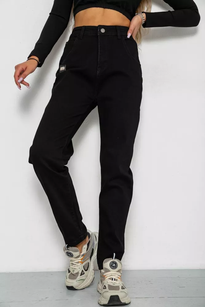 Купити Джинси жіночі стрейч, колір чорний, 182R9016 оптом - Фото №1