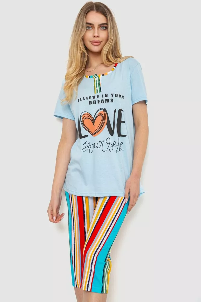 Купити Жіноча піжама з принтом, колір різноколір, 219R120 оптом - Фото №1