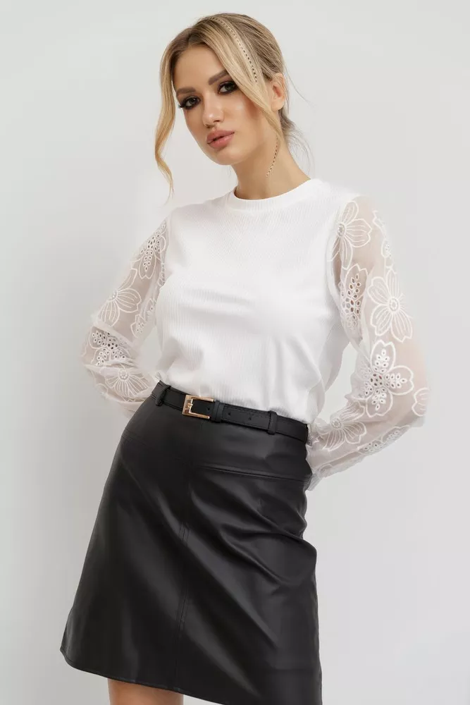 Купити Блуза жіноча ошатна, колір білий, 204R005 оптом - Фото №1