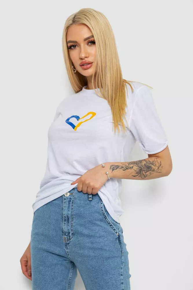Купити Футболка жіноча з принтом, колір білий, 238R330-1 оптом - Фото №3