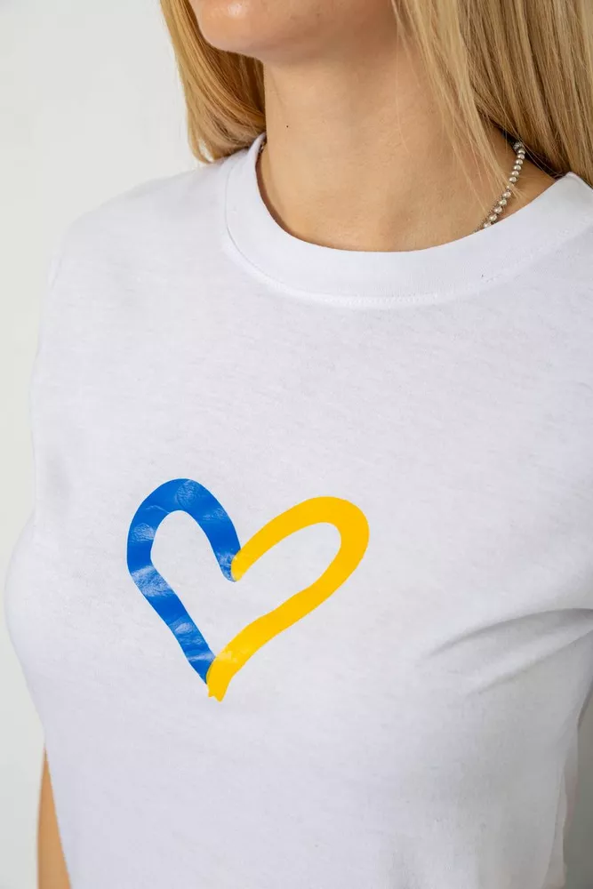 Купити Футболка жіноча з принтом, колір білий, 238R330-1 оптом - Фото №5