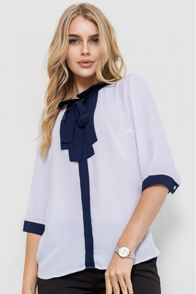 Купити Блуза жіноча  уцінка, колір біло-синій, 172R11-2-U - Фото №1