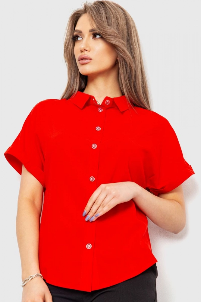 Купить Блуза однотонная, цвет красный, 230R100-2 - Фото №1