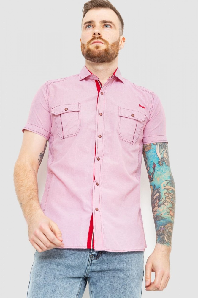 Купити Сорочка чоловіча смужка  -уцінка, колір рожевий, 186R1429-U-3 - Фото №1