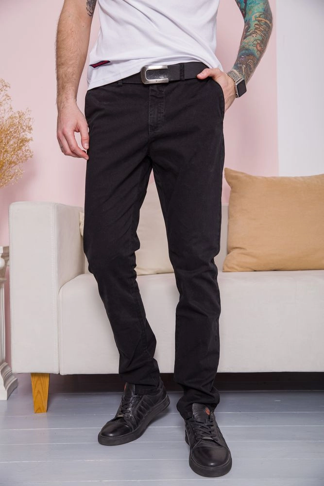 Купить Мужские прямые штаны черного цвета 123R3536 оптом - Фото №1