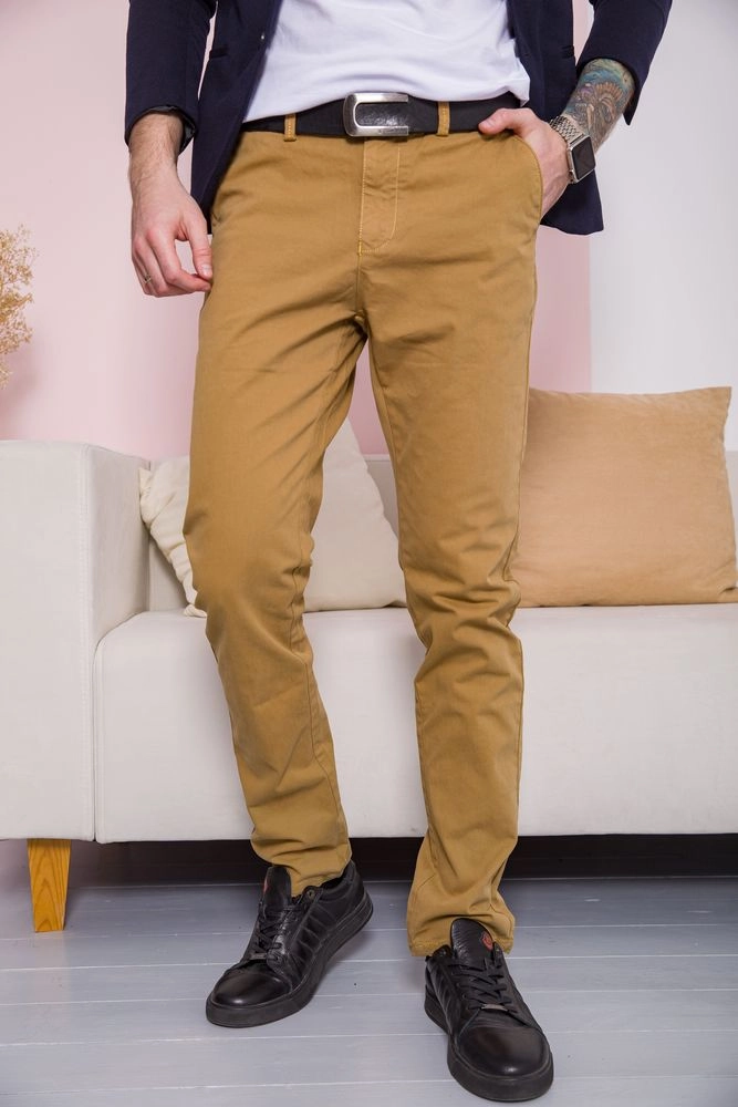 Купити Чоловічі прямі штани світло-коричневого кольору 123R3536 - Фото №1