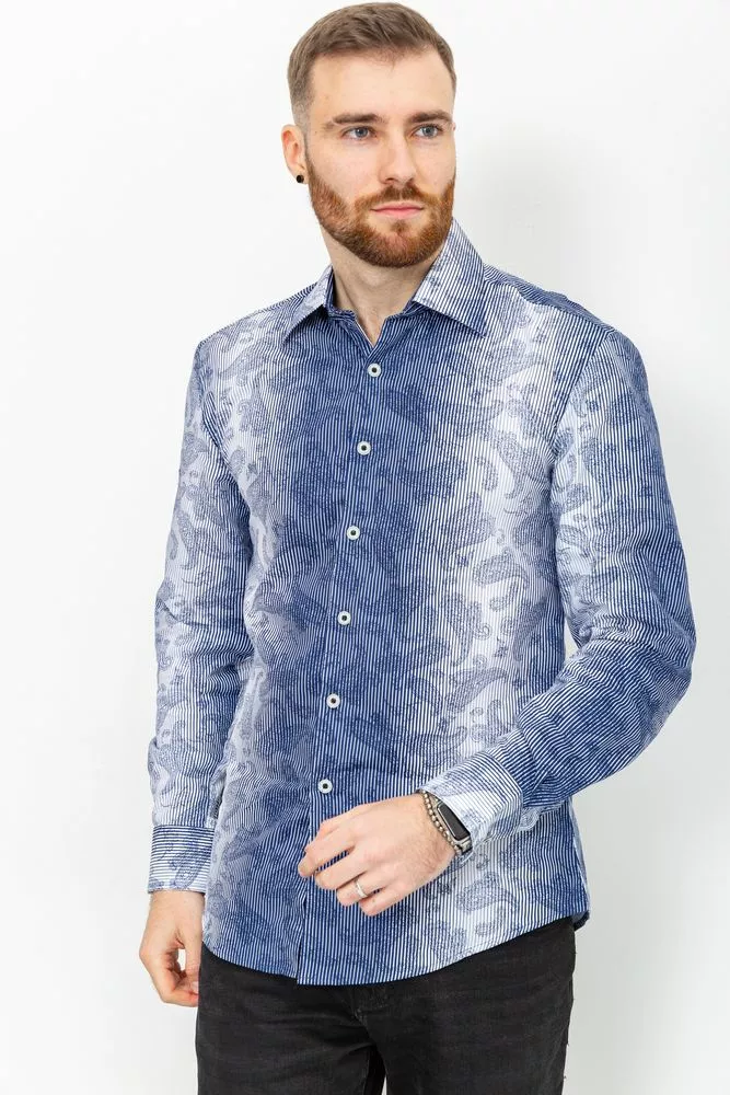 Купить Рубашка мужская в полоску, цвет сине-белый, 131R140125 оптом - Фото №1