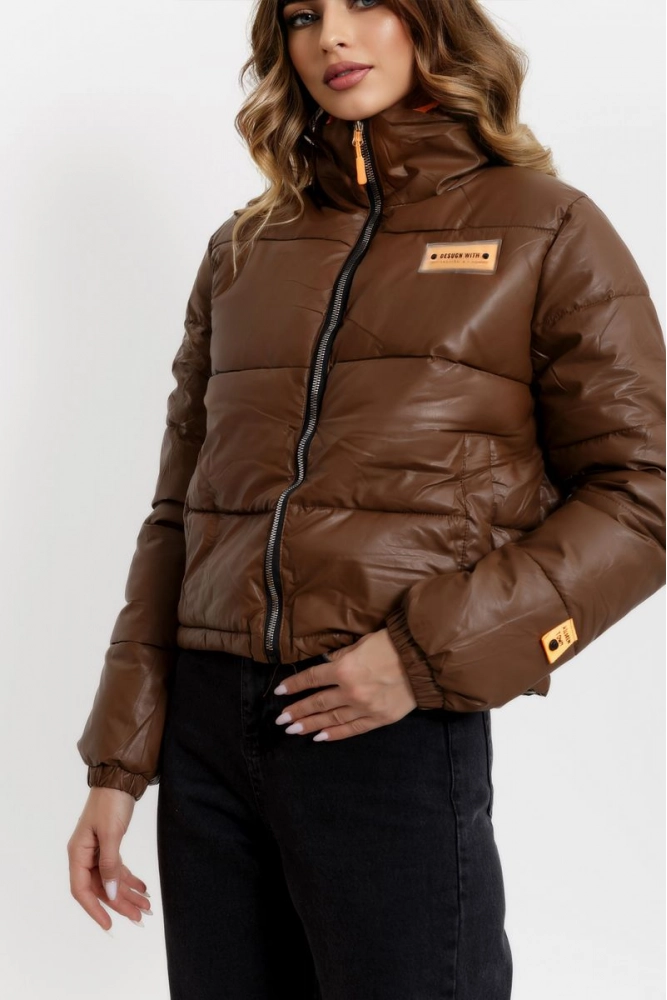 Купити Куртка жіноча демісезонна, колір коричневий, 182R2809 оптом - Фото №1