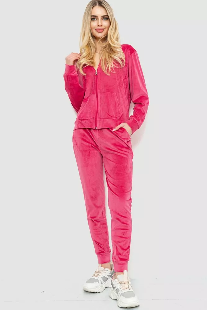 Купити Спорт костюм жіночий велюровий, колір рожевий, 244R20304 оптом - Фото №1