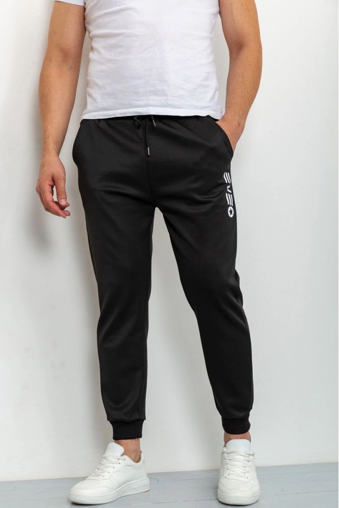 Купить Спорт штаны мужские укороченные, цвет черный, 131R3369 - Фото №1