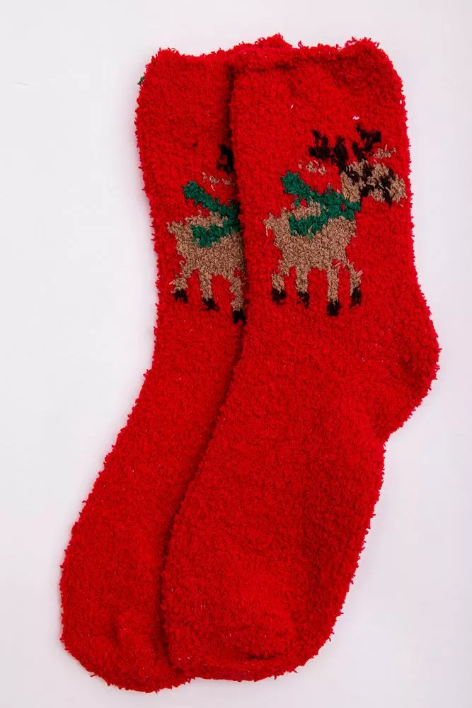 Купити Новорічні жіночі шкарпетки, червоно-коричневого кольору, 151R2327 - Фото №1